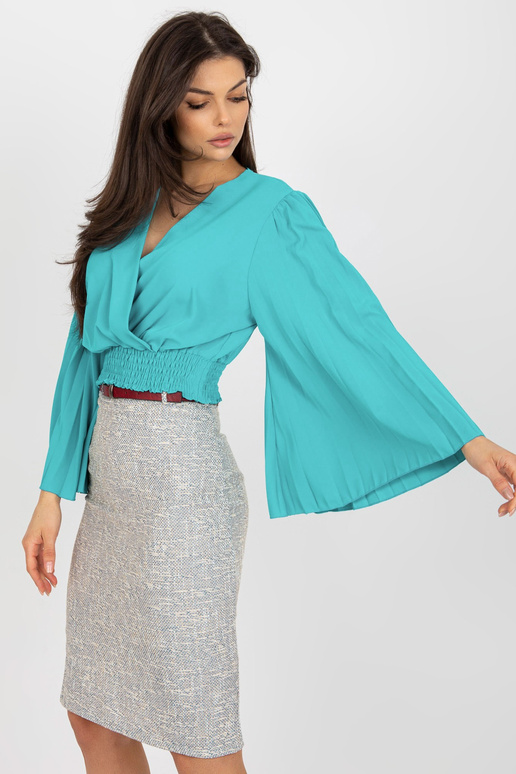 Modrá krátká společenská halenka s...