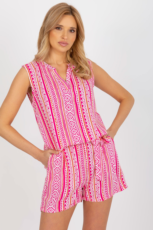 Růžová boho halenka s výstřihem do V...