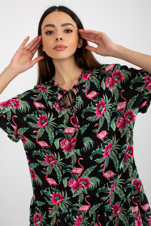 Šaty s letním potiskem a vázaným...