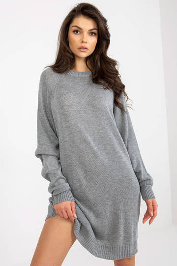 Šedé volné pletené šaty pod... 2