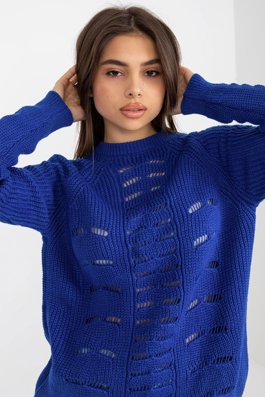 Kobaltový prolamovaný oversize svetr...