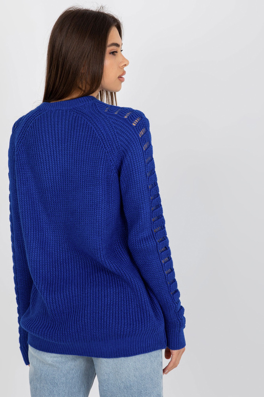 Kobaltový prolamovaný oversize svetr...