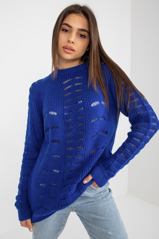 Kobaltový prolamovaný oversize svetr...