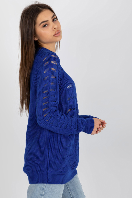 Kobaltový prolamovaný oversize svetr...