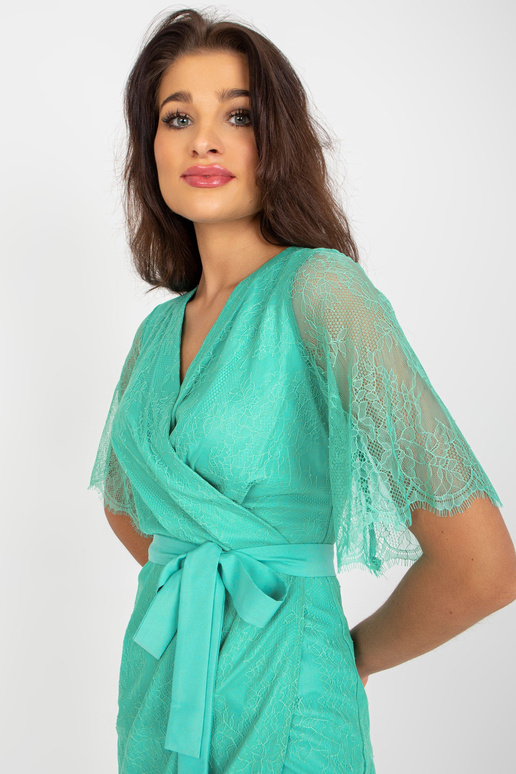Tyrkysové krajkové koktejlové šaty s...