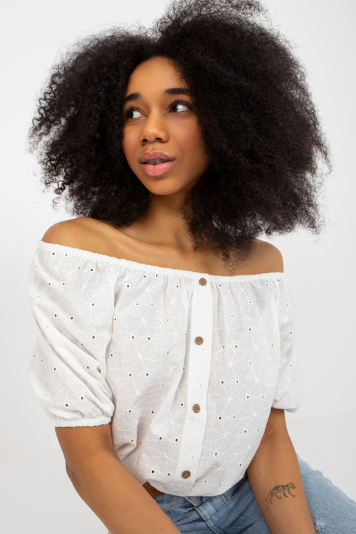 Ecru krátká španělská halenka s...