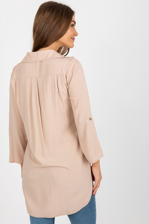 Béžová klasická košile na zip s 3/4...