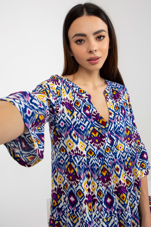 Fialové volné šaty s výstřihem do V...