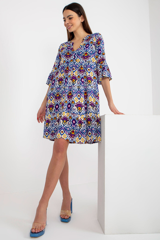 Fialové volné šaty s výstřihem do V...