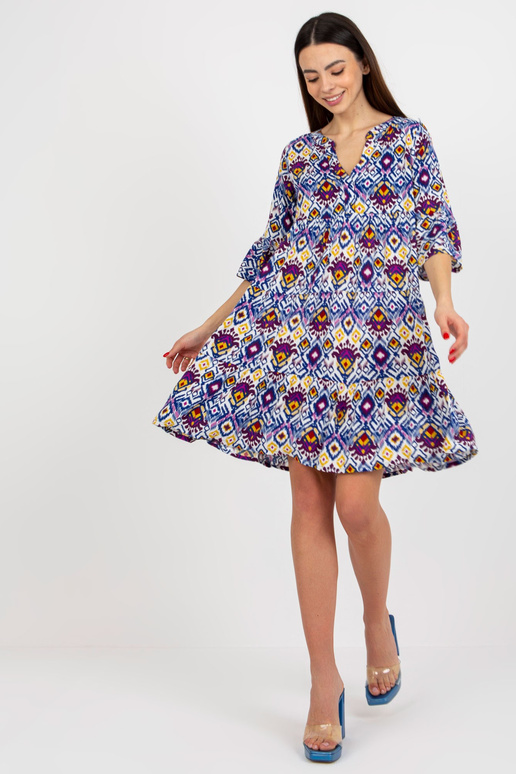 Fialové volné šaty s výstřihem do V...