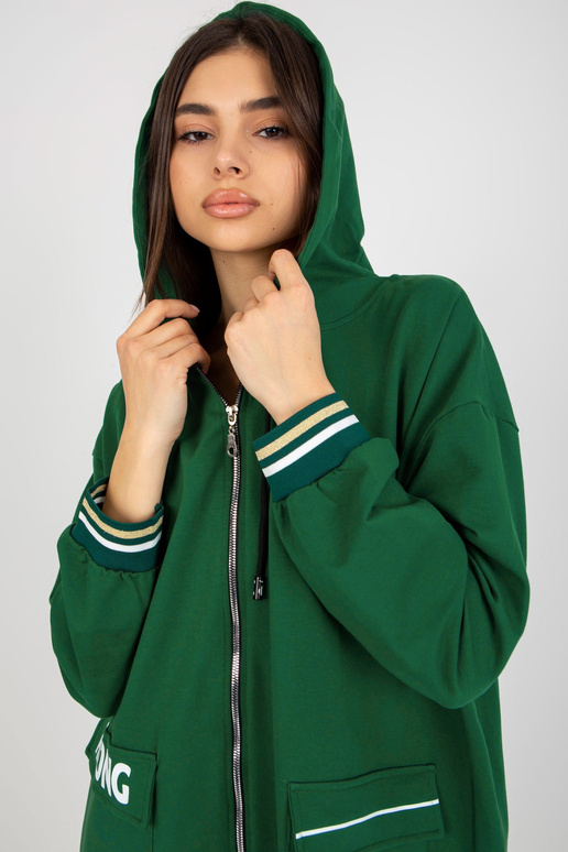 Tmavě zelená dlouhá mikina cardigan s...