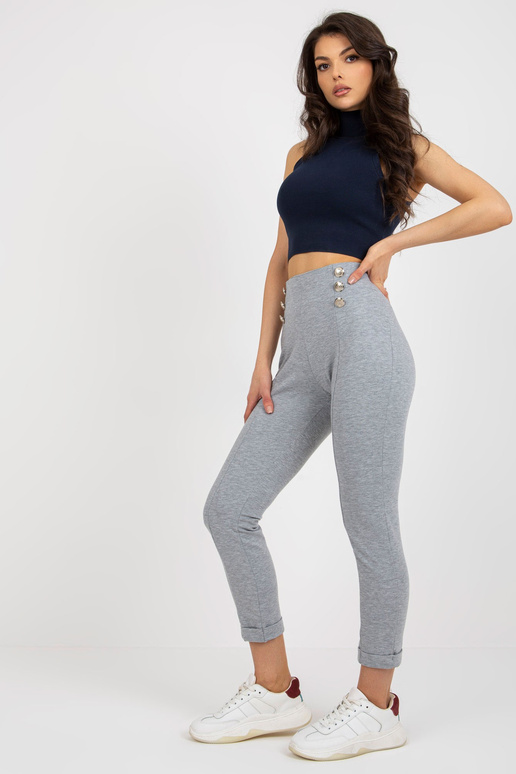 Šedé bavlněné tepláky bez zapínání