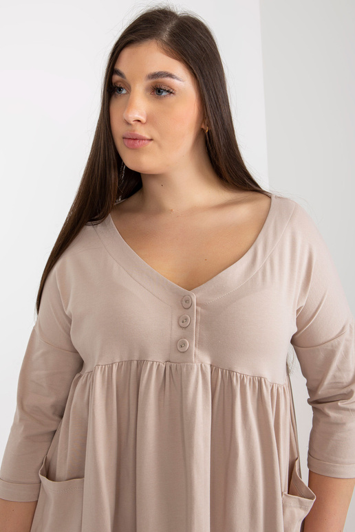 Béžové mikinové šaty plus velikosti...