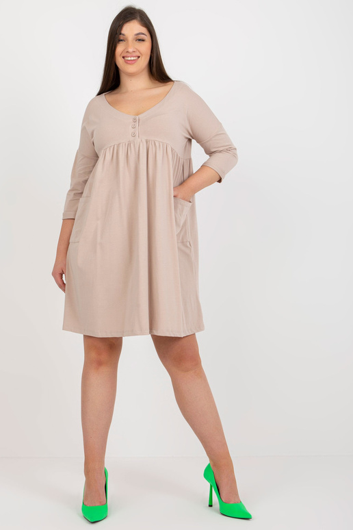 Béžové mikinové šaty plus velikosti...