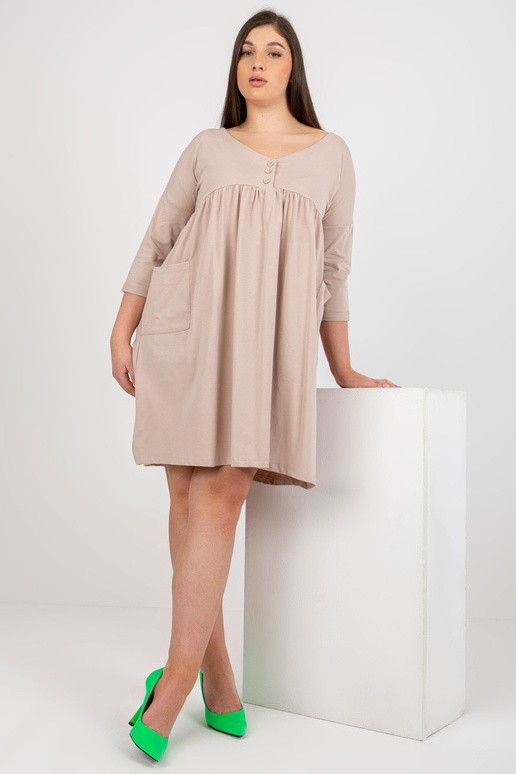 Béžové mikinové šaty plus velikosti...