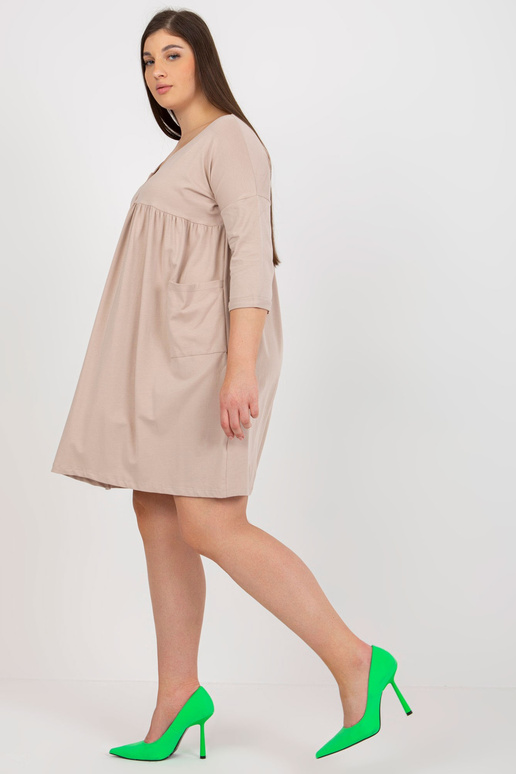 Béžové mikinové šaty plus velikosti...