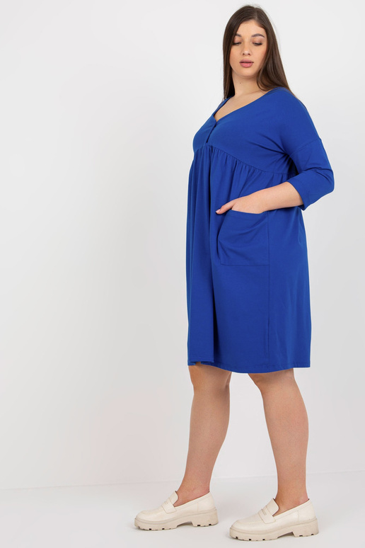 Tmavě modré základní šaty plus size s...