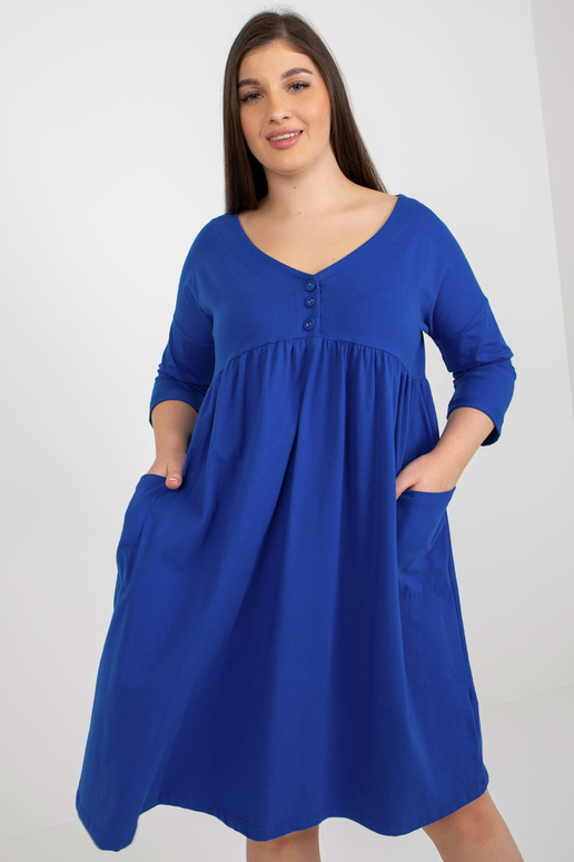 Tmavě modré základní šaty plus size s...