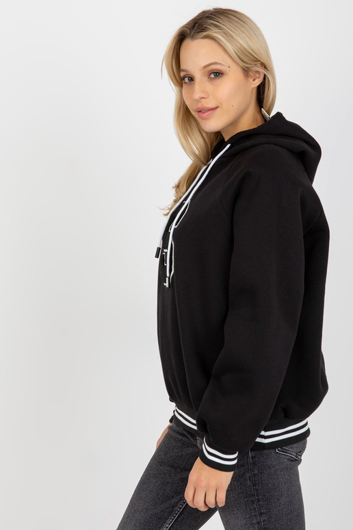 Dámská mikina s kapucí z černé bavlny