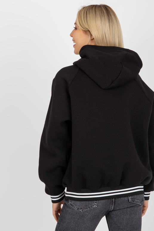 Dámská mikina s kapucí z černé bavlny