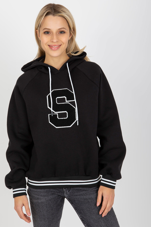 Dámská mikina s kapucí z černé bavlny