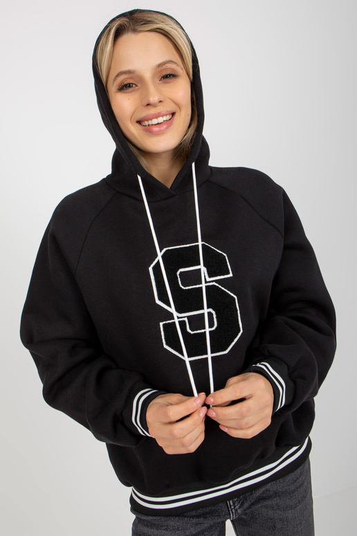 Dámská mikina s kapucí z černé bavlny
