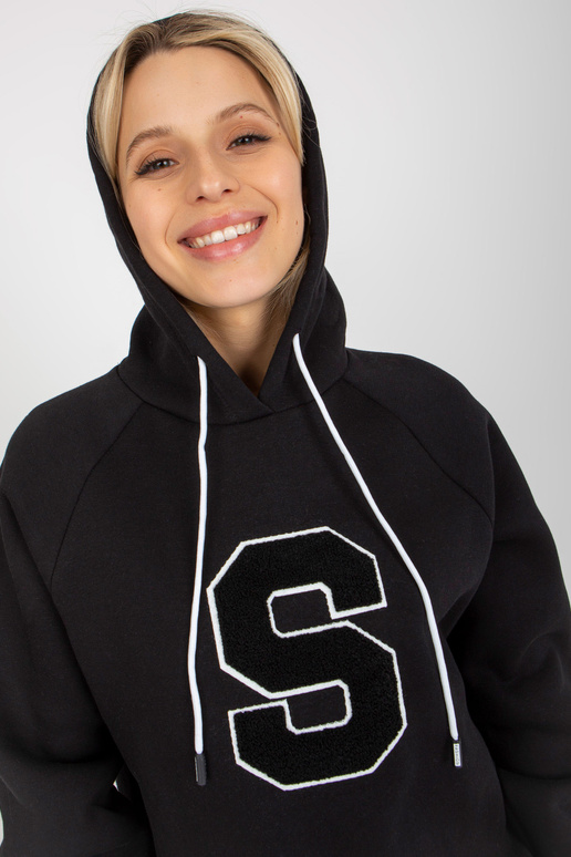 Dámská mikina s kapucí z černé bavlny