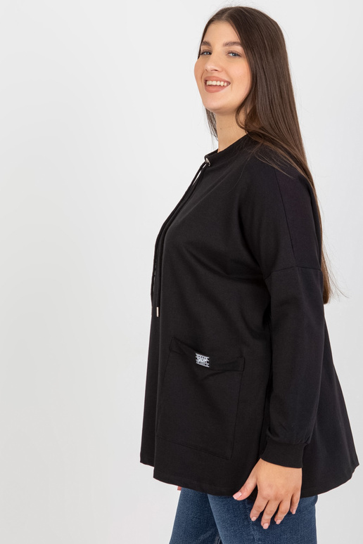 Černá obyčejná mikina plus size...