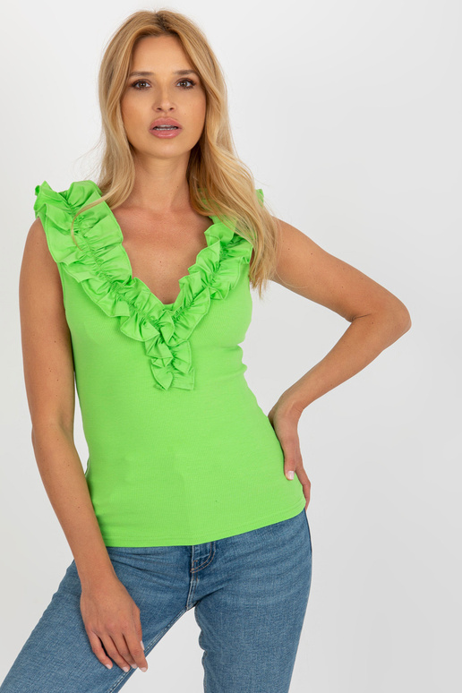 Světle zelený žebrovaný top s...