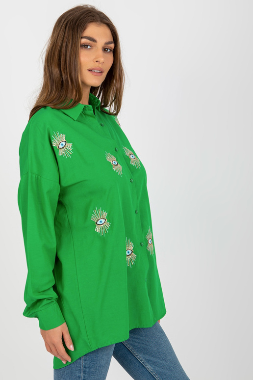 Zelená dámská oversized košile s... Zelená dámská oversized košile s...