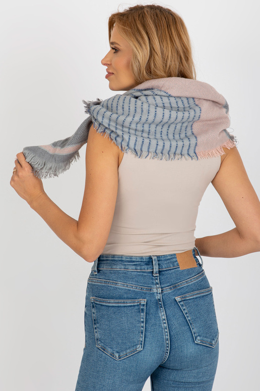 Šedo-světle růžový šátek s příměsí vlny