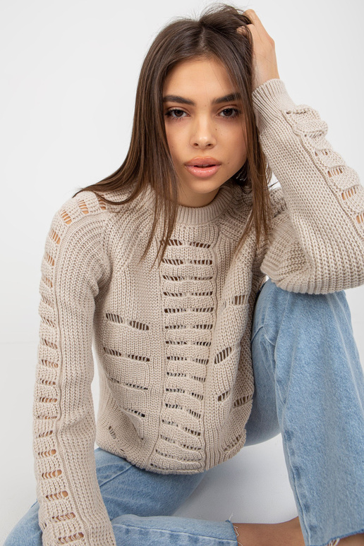 Béžový dlouhý oversized svetr s...