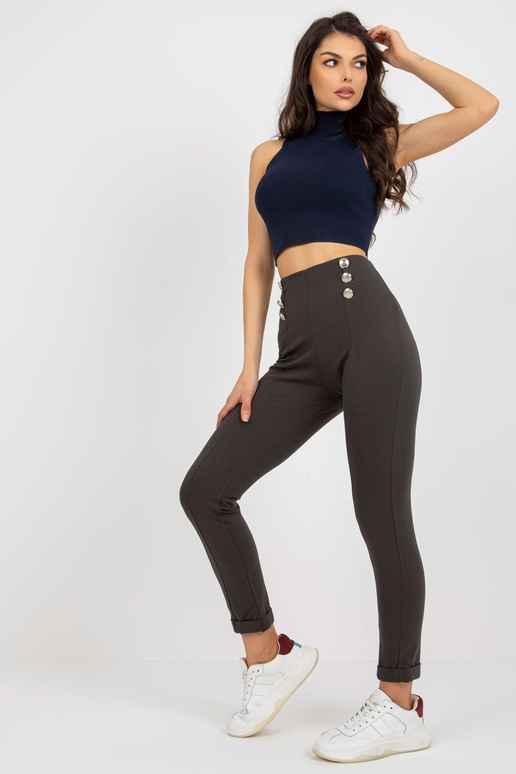 Khaki dámské tepláky s vysokým pasem