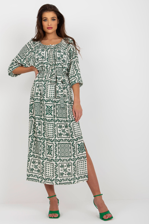 Světle béžové zelené midi šaty s...