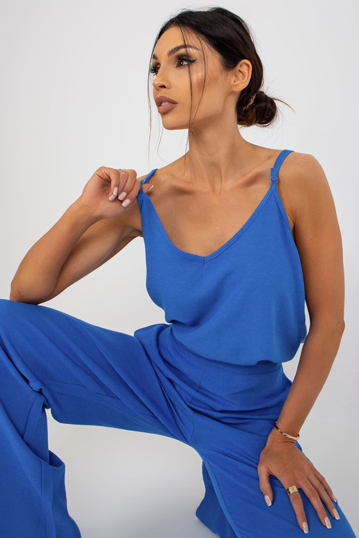 Modrý dámský top na ramínka OCH BELLA Modrý dámský top na ramínka OCH BELLA