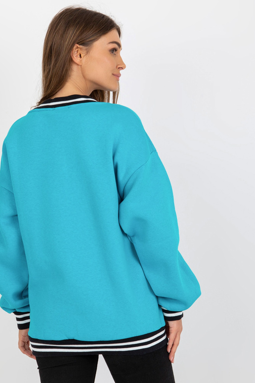 Modrá mikina s potiskem a výstřihem do V Modrá mikina s potiskem a výstřihem do V