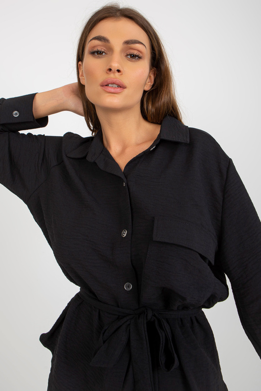 Černá oversize oversize košile s páskem
