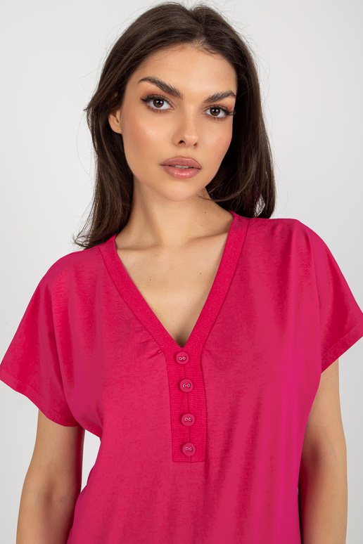 Fuchsiová volná základní halenka s...