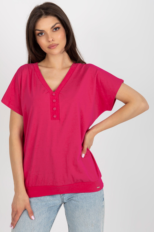 Fuchsiová volná základní halenka s...