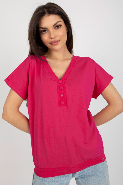 Fuchsiová volná základní halenka s...