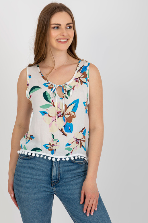 Bílá květovaná halenka se zavazováním...