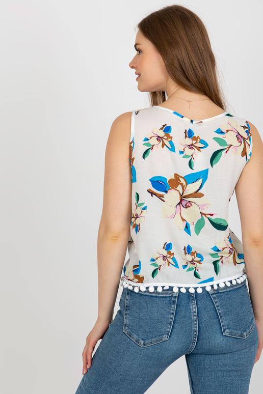 Bílá květovaná halenka se zavazováním...