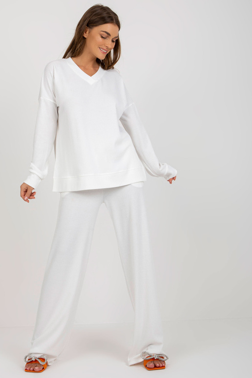 Ecru žebrovaný ležérní set se...