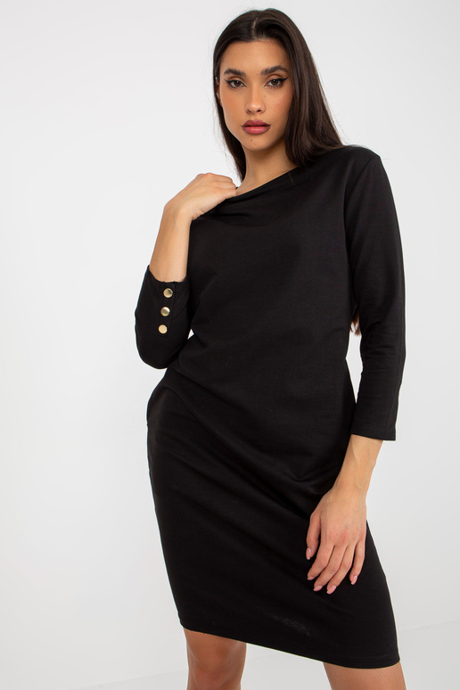 Černé mikinové šaty s knoflíky na...