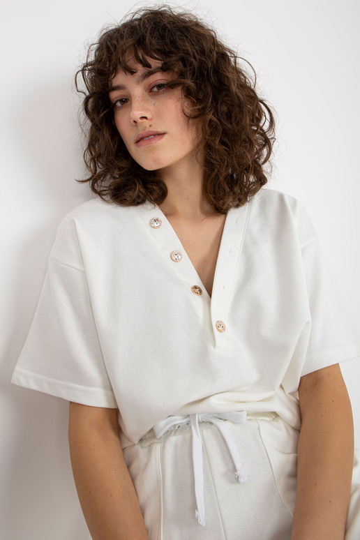 Ecru letní tepláková souprava s... Ecru letní tepláková souprava s...