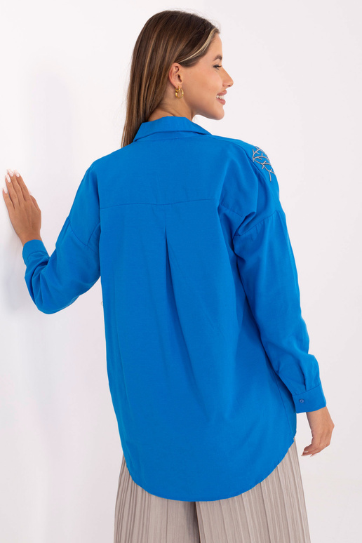 Modrá oversized košile se zapínáním...