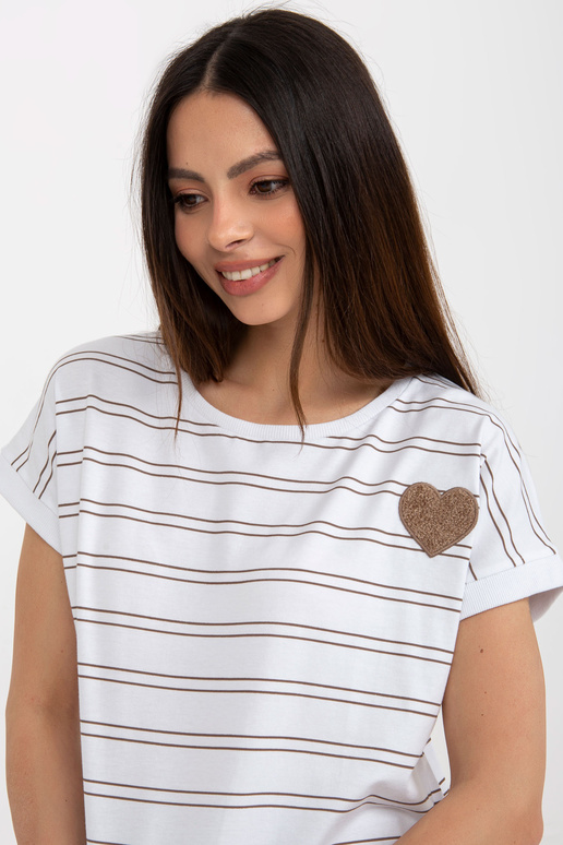 Bílá a hnědá proužkovaná halenka s...