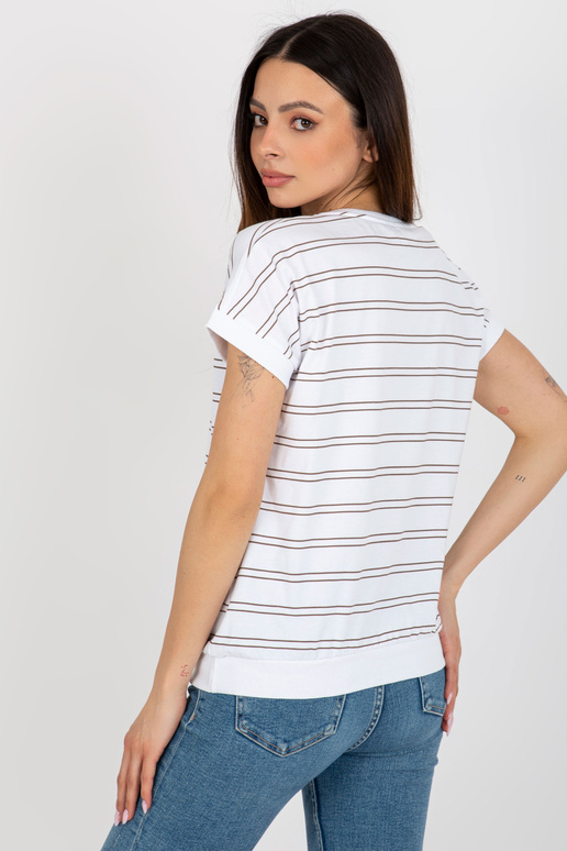 Bílá a hnědá proužkovaná halenka s...