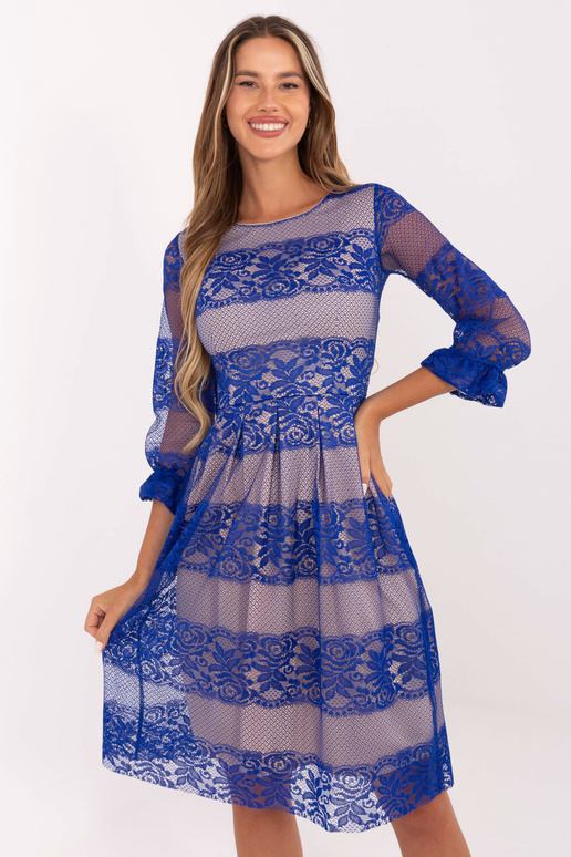 Kobaltové midi koktejlové šaty s...