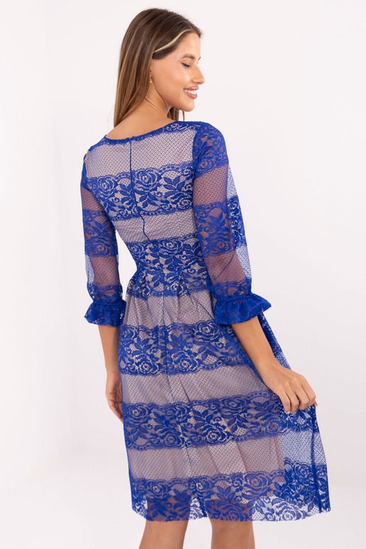 Kobaltové midi koktejlové šaty s...